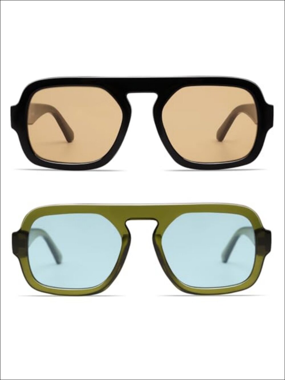 Retro Square Aviator Sunglasses UV400 Oversized Full Frame